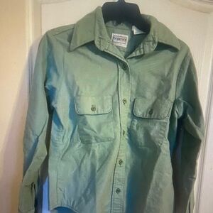 Vintage Green Work Shirt with Chest Pockets